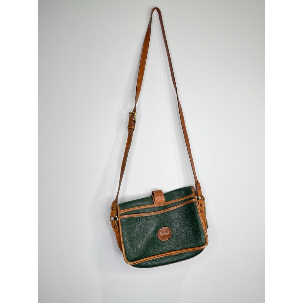 Vintage 90s Dooney & Bourke Forest Green Leather Equestrian Crossbody Bag
